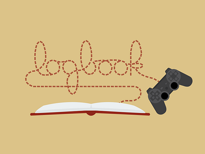 Logbook logo books flat design gamepad logbook story travel video games
