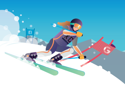 90octane Blog Post - Cross-Channel Marketing cross channel marketing design illustration ski skier snow vector