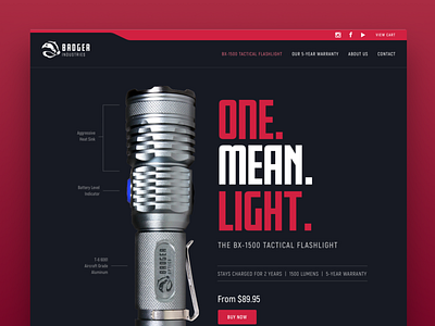 Badger Flashlights branding design logo ui website