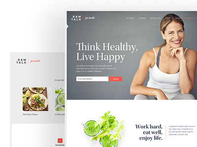 Raw Talk for Health Brand and Website blog branding design health layout logo media typography ui ux video website