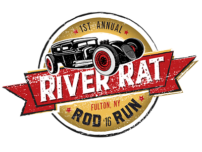 River Rat Rod Run Logo branding cars emblem event illustration logo vector