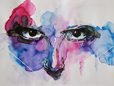 Eyes aquarel art artwork colors drawing figurative illustration ink painting sketching