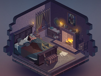 Pendrake's Chamber art design fantasy illustration isometric minimal vector