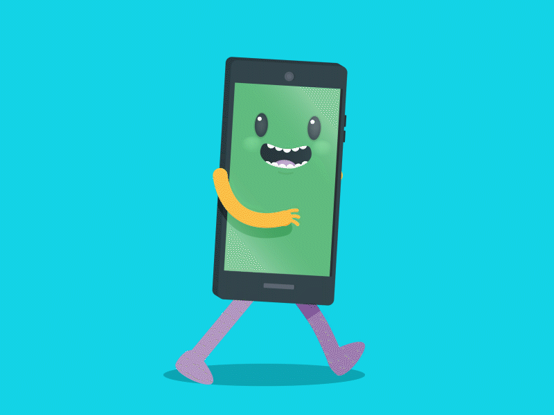 Phone animation cute hose mobile phone rubber smiling walk walking