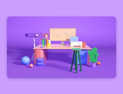 A day at the office c4d illustration ui ux 品牌 图标 排版 插图 极简 洋葱 设计