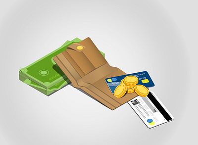 Wallet illustration isometric vector