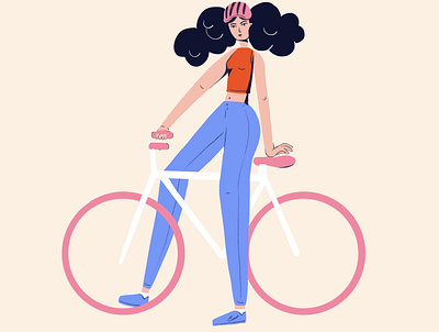 Biker bike biker character curly design digital hair illustration person simple texture vector