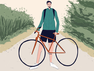 Biker bike biker character design digital illustration nature person texture vector