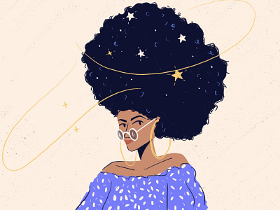 Afro afro character curly design digital hair illustration person stars texture