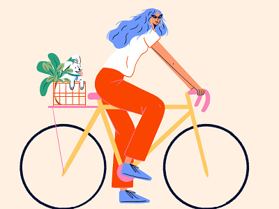 Bike life bike biker blue hair character design dog hair illustration person texture