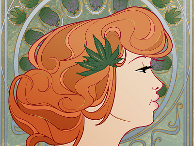 Cannabis Nouveau art nouveau cannabis marijuana mucha portrait pot woman