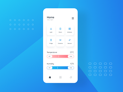 Smart Home App Concept app application blue clean control design figma home house humidity ios minimal mobile settings smart temperature ui ux white