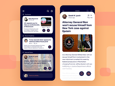 Newsfeed App app blog blue communication community dark design discover figma ios mobile newsfeed politics post reading round social stratos uiux