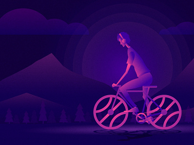 Hello, Dribbble! bicycle color illutration travel