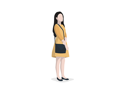 Waiting Patiently curvy faceless groovy material design minimal simple woman yellow