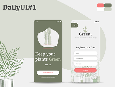 Plant app sign up DailyUi app dailyui design graphic design illustration mobile plant ui ux