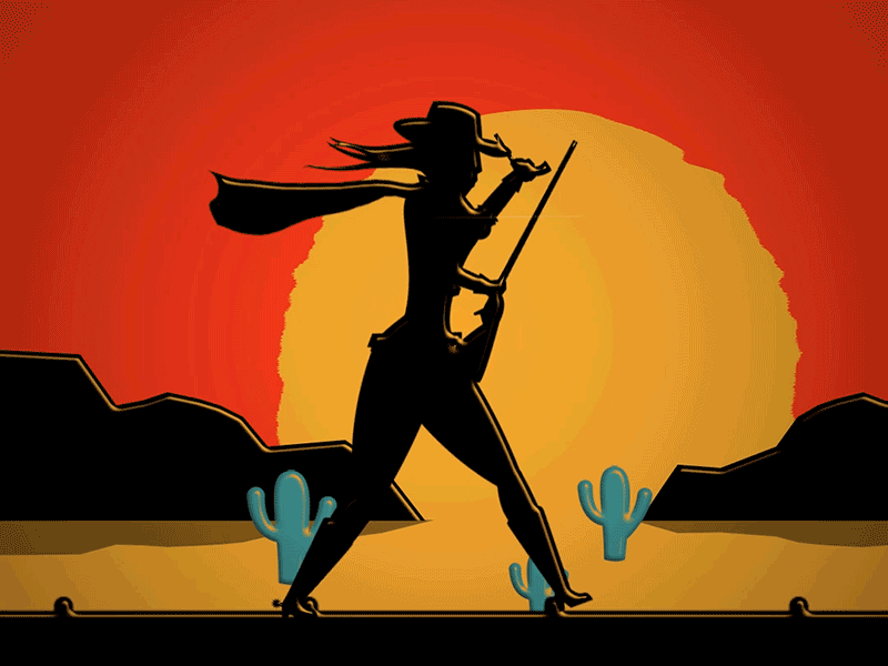 Western Challange cactus character characterdesign cowboy cowboys cowgirl guns gunslinger motion motion design silhoutte train western