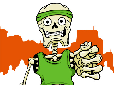 Skeleton Jogger WIP apparel green illustration marathon running shirt skeleton