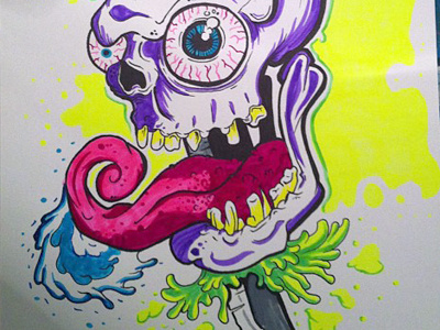 Crayola and Sharpie Skull crayola illustration knife markers skull