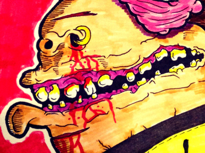 Punk Monkey Drawing ape banana blood cartoon fight illustration markers monkey punk rock