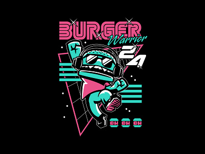 BurgerWarrior24 - JumpArcade anime apparel apparel graphics arcade arcade game burger burgers cartoon character cute merch pixel retro streamer twitch twitch.tv video game