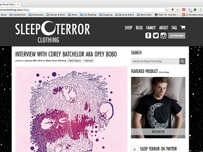 Sleep Terror Clothing Interview apparel blog illustration interview t shirt web website