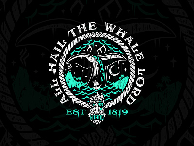 HitboTC - All Hail The Whale Lord apparel apparel graphics graphic tee graphic tees highscoretees hitbotc illustration merch nautical ocean pirate rope sea of thieves shirt twitch twitch logo vintage whale wood