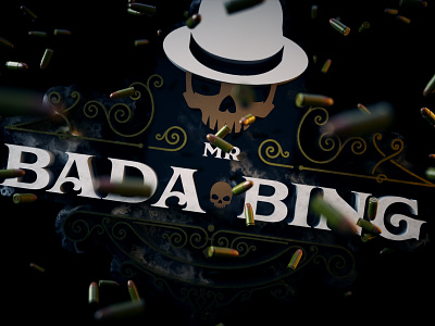 Mr Bada Bing - Logo 3d badabing bullets gangster italian logo logo design logos logotype mafia rebrand rebranding skull streamer twitch