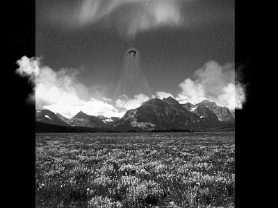 Ascension black and white collage field mountains person photo texture