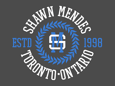 Shawn Mendes College Seal Design apparel lettering merch music shirt t shirt type