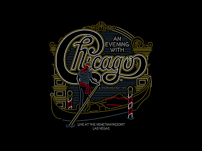 Chicago - Gondola Ride apparel bandmerch design gondola illustration las vegas line art lines logo merch neon neon sign shirt stroke vintage