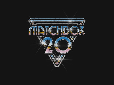Matchbox 20 - Retro Chrome 80s 90s apparel bandmerch chrome design distress grunge illustration logo matchbox20 mb20 merch shirt spark texture vintage