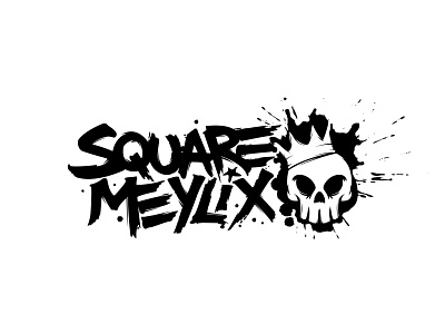 SquareMeylix Logo brush brush stroke drawing handdrawn handwritten illustration ink punk retro rock script skeleton skull splat vintage