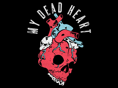 My Dead Heart apparel design for sale heart shirt skull texture