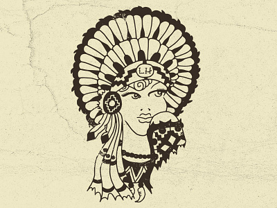 Indian Headdress apparel girl illustration pin up sailor tattoo tshirt