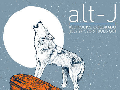 Alt-J Red Rocks Poster band moon poster red rocks screen print wolf