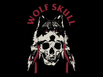 Wolf Skull apparel headdress shirt skull vintage wolf