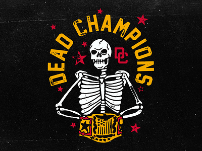 Dead Champions belt boxing illustration skeleton skull vintage wrestling