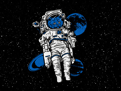 Space Kitty cat drawing illustration planet space