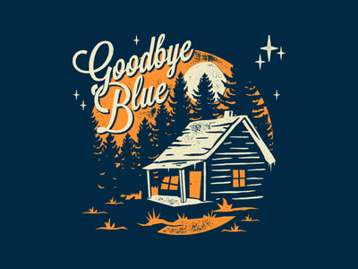 Goodbye Blue - Worth The Wait cabin illustration nature stars trees vintage