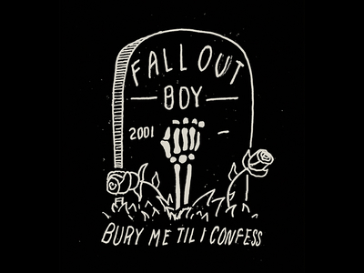 Fall Out Boy - Bury Me band drawing grave illustration rose shirt skeleton sketch
