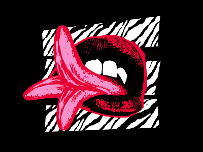 Licky Lips freelance graphic lips punk vintage zebra