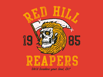 Red Hill Billy horror illustration mullet retro skull vintage