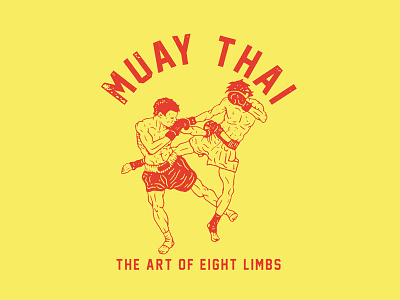 Muay Thai drawing illustration martial arts muay thai texture vintage