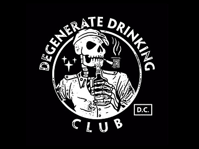 Degenerate Drinking Club drawing drink illustration skeleton skull