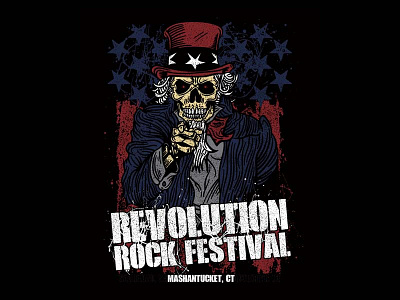 Revolution Rock Fest - I Want You illustration patriotic rock skeleton skull vintage