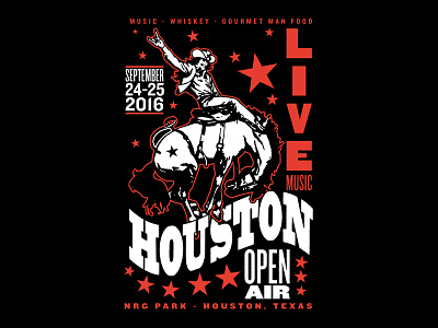 Houston Open Air - Rock Rodeo bandmerch hatch houston open air illustration print rock rodeo shirt