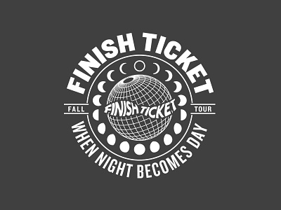 Finish Ticket - Fall Tour Tee day emblem finish ticket globe illustration night