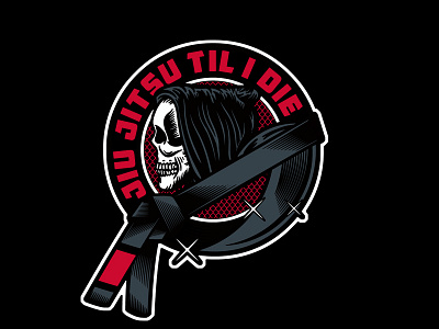 Jiu Jitsu Til I Die branding illustration logo reaper skull sport