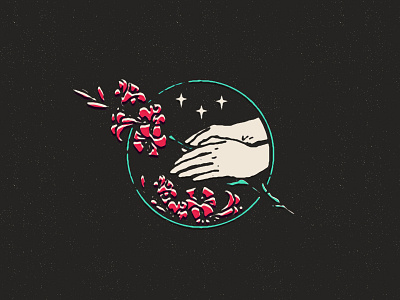 Hands crest flower hand illustration logo stamp